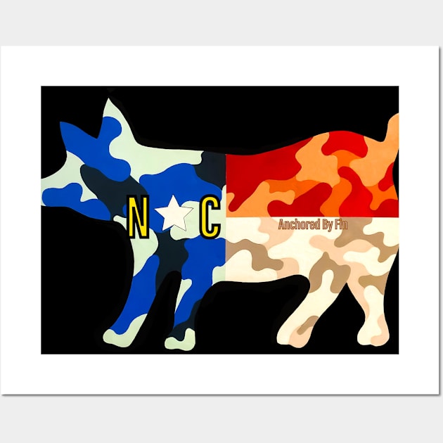 Camo NC Flag Pig Wall Art by AnchoredByFin